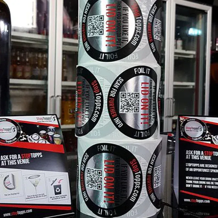 Display of packaged StopTopps products